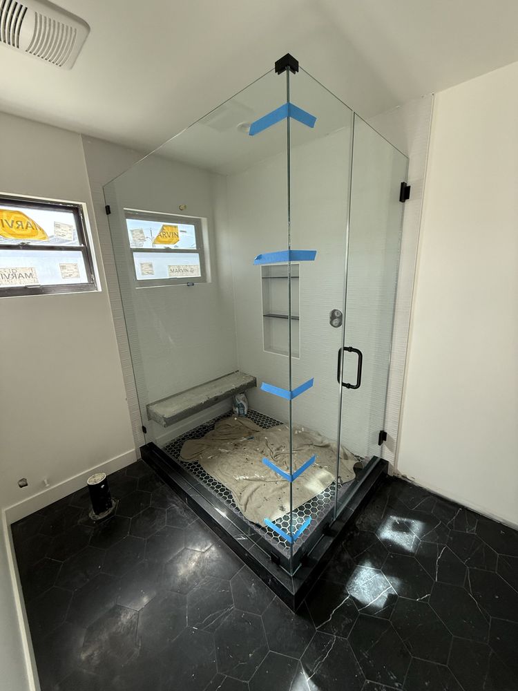 Custom glass partition installation